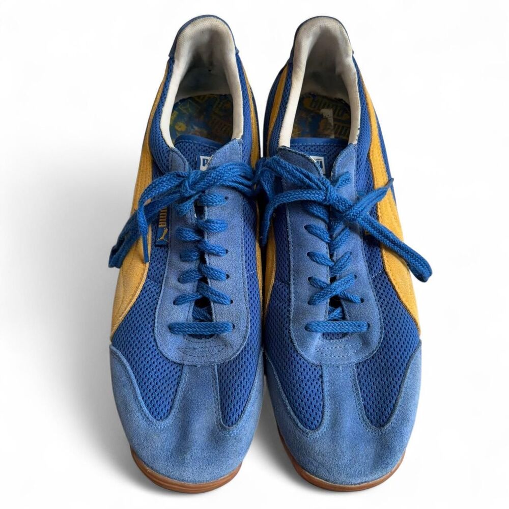 Vintage Men's PUMA H-STREET Y2K Low Profile Sneakers Blue / Yellow size 12 - Picture 2 of 8